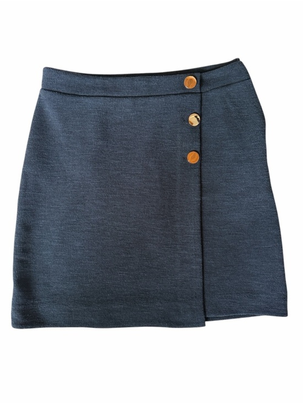 LOFT Navy Mini Skirt with Gold Buttons size 4 - Picture 1 of 6